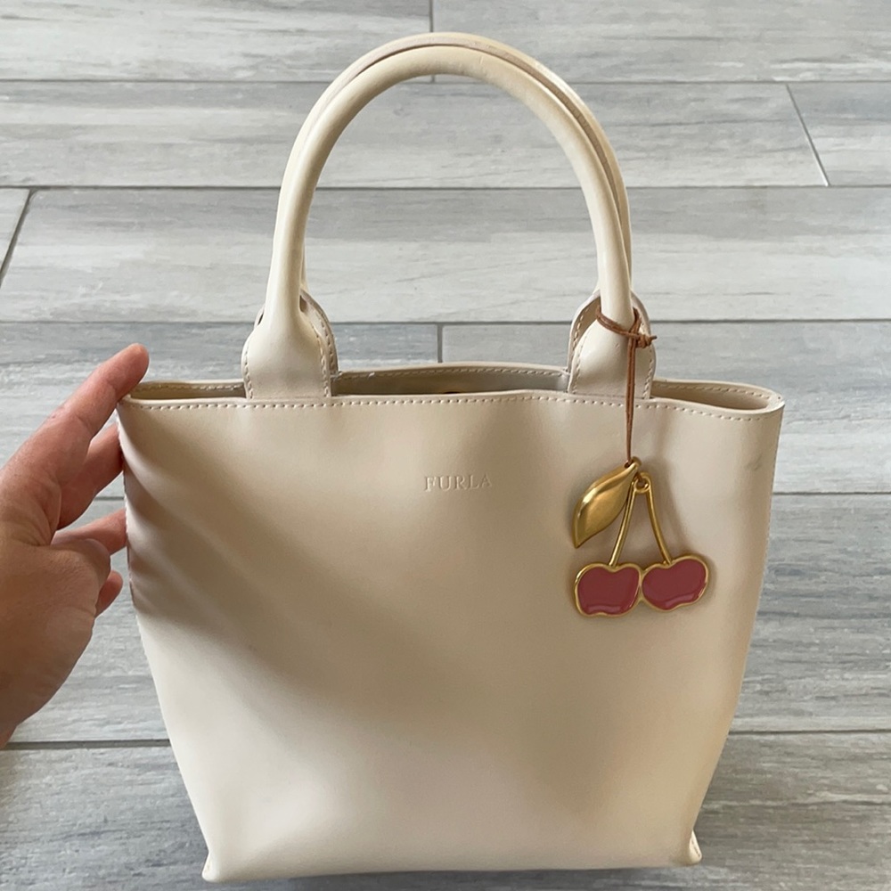 Furla Cream Colored Handbag with Cherries